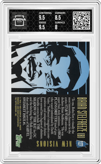  Brian Stelfreeze (B) from the 1993 Topps Star Wars Galaxy set graded by Arena Club and given an overall grade of 8.5.