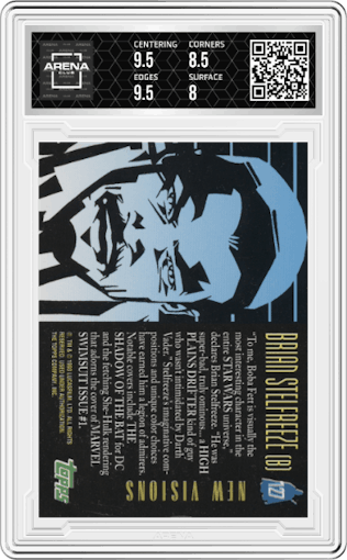  Brian Stelfreeze (B) from the 1993 Topps Star Wars Galaxy set graded by Arena Club and given an overall grade of 8.5.