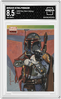  Brian Stelfreeze (B) from the 1993 Topps Star Wars Galaxy set graded by Arena Club and given an overall grade of 8.5.