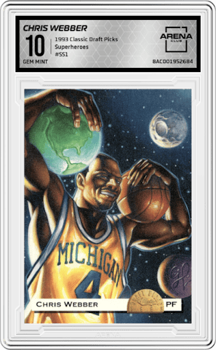 Chris Webber from the 1993 Classic Draft Picks set graded by Arena Club and given an overall grade of 10.