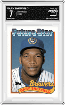 Gary Sheffield from the 1989 Topps set graded by Arena Club and given an overall grade of 7.