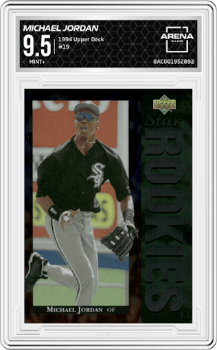 Michael Jordan from the 1994 Upper Deck set graded by Arena Club and given an overall grade of 9.5.