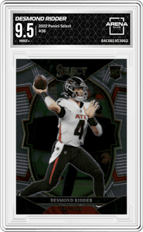 Desmond Ridder from the 2022 Panini Select set graded by Arena Club and given an overall grade of 9.5.