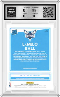 Lamelo Ball from the 2020-21 Panini Donruss set graded by Arena Club and given an overall grade of 10.