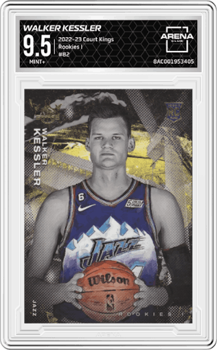 Walker Kessler from the 2022-23 Panini Court Kings set graded by Arena Club and given an overall grade of 9.5.