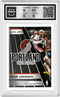 Keon Johnson from the 2022-23 Panini Obsidian set featuring a Electric Etch Red parallel graded by Arena Club and given an overall grade of 10.
