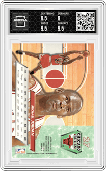 Michael Jordan from the 1992-93 Fleer Ultra set graded by Arena Club and given an overall grade of 9.5.