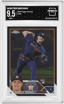 Hunter Brown from the 2023 Topps Chrome set graded by Arena Club and given an overall grade of 9.5.