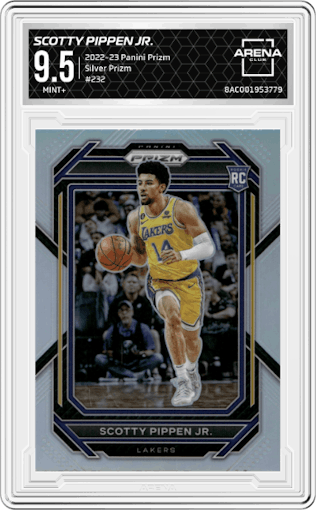 Scotty Pippen Jr. from the 2022-23 Panini Prizm  set featuring a Silver Prizm parallel graded by Arena Club and given an overall grade of 9.5.