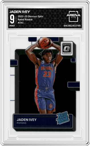 Jaden Ivey from the 2022-23 Panini Donruss Optic  set graded by Arena Club and given an overall grade of 9.