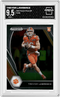 Trevor Lawrence from the 2021 Panini Prizm Draft Picks set graded by Arena Club and given an overall grade of 9.5.