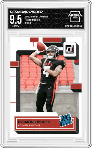 Desmond Ridder from the 2022 Panini Donruss set graded by Arena Club and given an overall grade of 9.5.