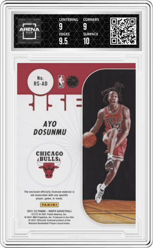 Ayo Dosunmu from the 2021-22 Panini NBA Hoops set graded by Arena Club and given an overall grade of 9.5.