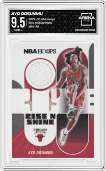 Ayo Dosunmu from the 2021-22 Panini NBA Hoops set graded by Arena Club and given an overall grade of 9.5.