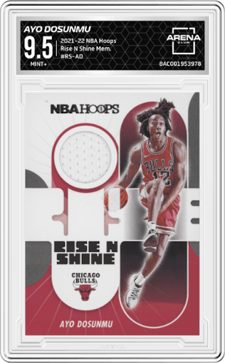 Ayo Dosunmu from the 2021-22 Panini NBA Hoops set graded by Arena Club and given an overall grade of 9.5.