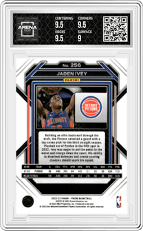 Jaden Ivey from the 2022-23 Panini Prizm  set graded by Arena Club and given an overall grade of 9.5.