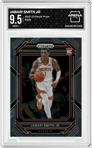 Jabari Smith Jr. from the 2022-23 Panini Prizm  set graded by Arena Club and given an overall grade of 9.5.