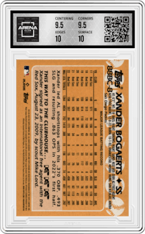 Xander Bogaerts from the 2023 Topps Chrome set graded by Arena Club and given an overall grade of 10.