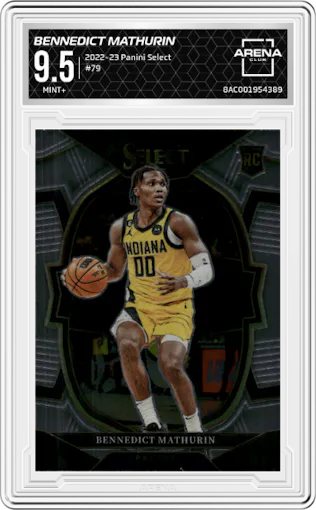 Bennedict Mathurin from the 2022-23 Panini Select set graded by Arena Club and given an overall grade of 9.5.