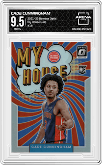 Cade Cunningham from the 2021-22 Panini Donruss Optic set featuring a Holo parallel graded by Arena Club and given an overall grade of 9.5.