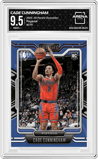 Cade Cunningham from the 2021-22 Panini Chronicles set graded by Arena Club and given an overall grade of 9.5.