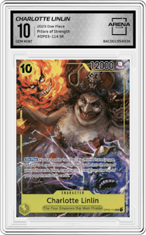 Charlotte Linlin from the 2023 One Piece set graded by Arena Club and given an overall grade of 10.