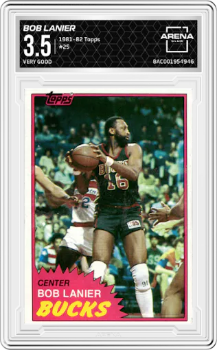 Bob Lanier from the 1981-82 Topps  set graded by Arena Club and given an overall grade of 3.5.