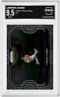 LeBron James from the 2020-21 Panini Prizm set graded by Arena Club and given an overall grade of 9.5.