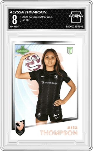 Alyssa Thompson from the 2023 Parkside NWSL Vol. 1 Soccer set graded by Arena Club and given an overall grade of 8.