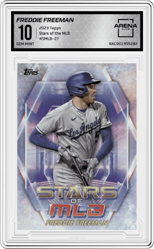 Freddie Freeman from the 2023 Topps  set graded by Arena Club and given an overall grade of 10.