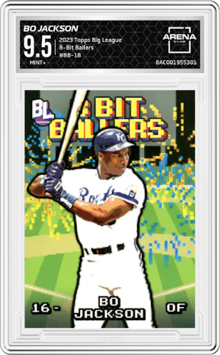  Bo Jackson from the 2023 Topps Big League set graded by Arena Club and given an overall grade of 9.5.