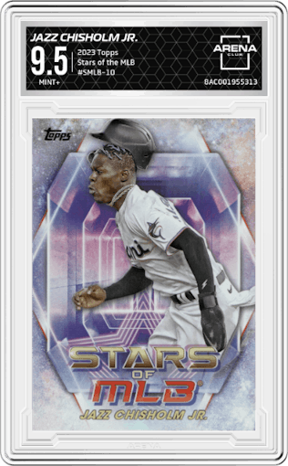 Jazz Chisholm Jr. from the 2023 Topps  set graded by Arena Club and given an overall grade of 9.5.
