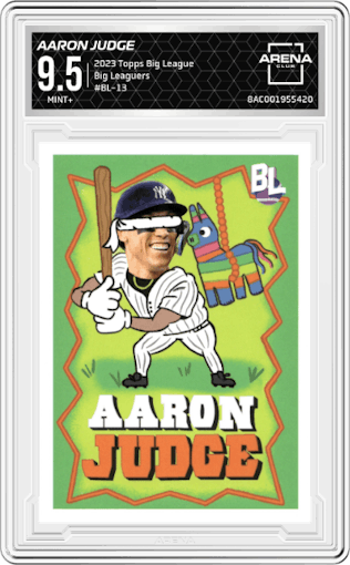 Aaron Judge from the 2023 Topps Big League set graded by Arena Club and given an overall grade of 9.5.