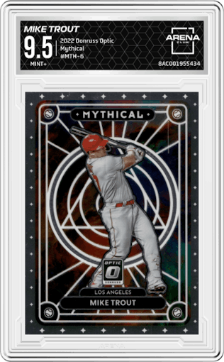 Mike Trout from the 2022 Donruss Optic set graded by Arena Club and given an overall grade of 9.5.