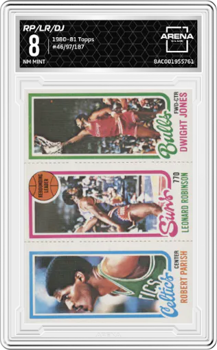 Robert Parish/Leonard Robinson/Dwight Jones from the 1980-81 Topps set graded by Arena Club and given an overall grade of 8.