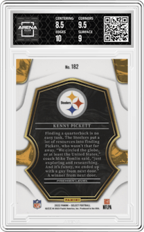  Kenny Pickett from the 2022 Panini Select set graded by Arena Club and given an overall grade of 9.