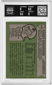 Randy Gradishar from the 1978 Topps set graded by Arena Club and given an overall grade of 7.