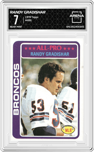 Randy Gradishar from the 1978 Topps set graded by Arena Club and given an overall grade of 7.