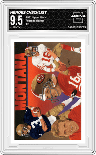 Heroes Checklist from the 1991 Upper Deck set graded by Arena Club and given an overall grade of 9.5.