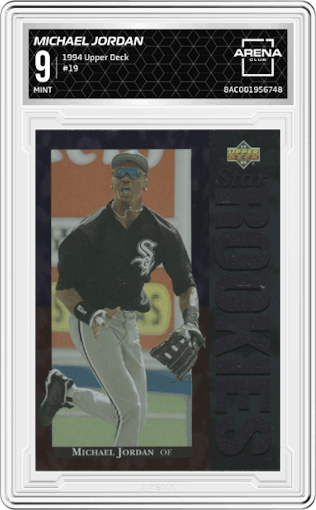 Michael Jordan from the 1994 Upper Deck set graded by Arena Club and given an overall grade of 9.