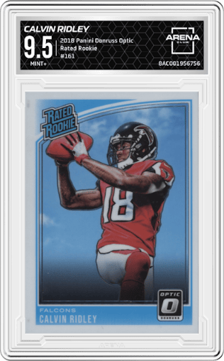 Calvin Ridley from the 2018 Panini Donruss Optic set graded by Arena Club and given an overall grade of 9.5.