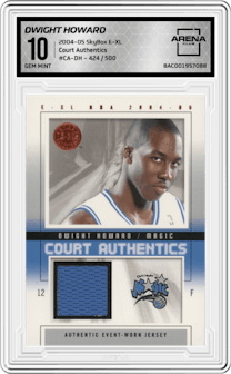 Dwight Howard from the 2004-05 SkyBox E-XL set graded by Arena Club and given an overall grade of 10.