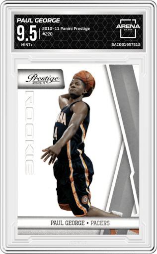 Paul George from the 2010-11 Panini Prestige set graded by Arena Club and given an overall grade of 9.5.