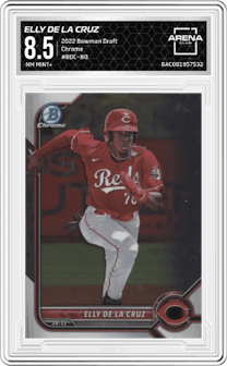 Elly De LA Cruz from the 2022 Bowman Draft set graded by Arena Club and given an overall grade of 8.5.