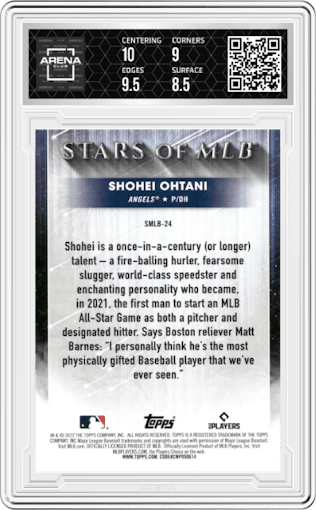 Shohei Ohtani from the 2022 Topps   set graded by Arena Club and given an overall grade of 9.