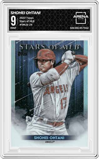 Shohei Ohtani from the 2022 Topps   set graded by Arena Club and given an overall grade of 9.
