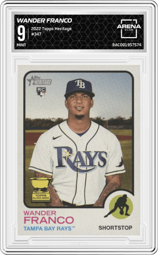 Wander Franco from the 2022 Topps Heritage set graded by Arena Club and given an overall grade of 9.