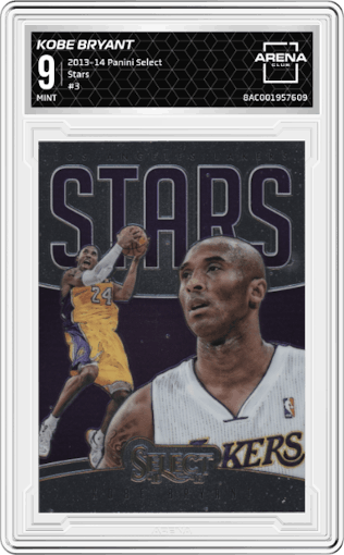  Kobe Bryant from the 2013-14 Panini Select set graded by Arena Club and given an overall grade of 9.