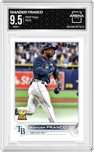 Wander Franco from the 2022 Topps   set graded by Arena Club and given an overall grade of 9.5.