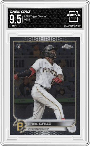 Oneil Cruz from the 2022 Topps Chrome set graded by Arena Club and given an overall grade of 9.5.